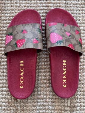 Coach Uli Sport Slide with Wild Strawberry Print